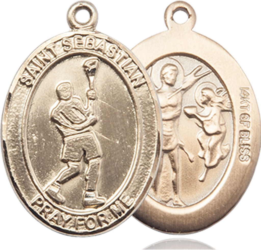 14kt Gold Filled Saint Sebastian Lacrosse Medal
