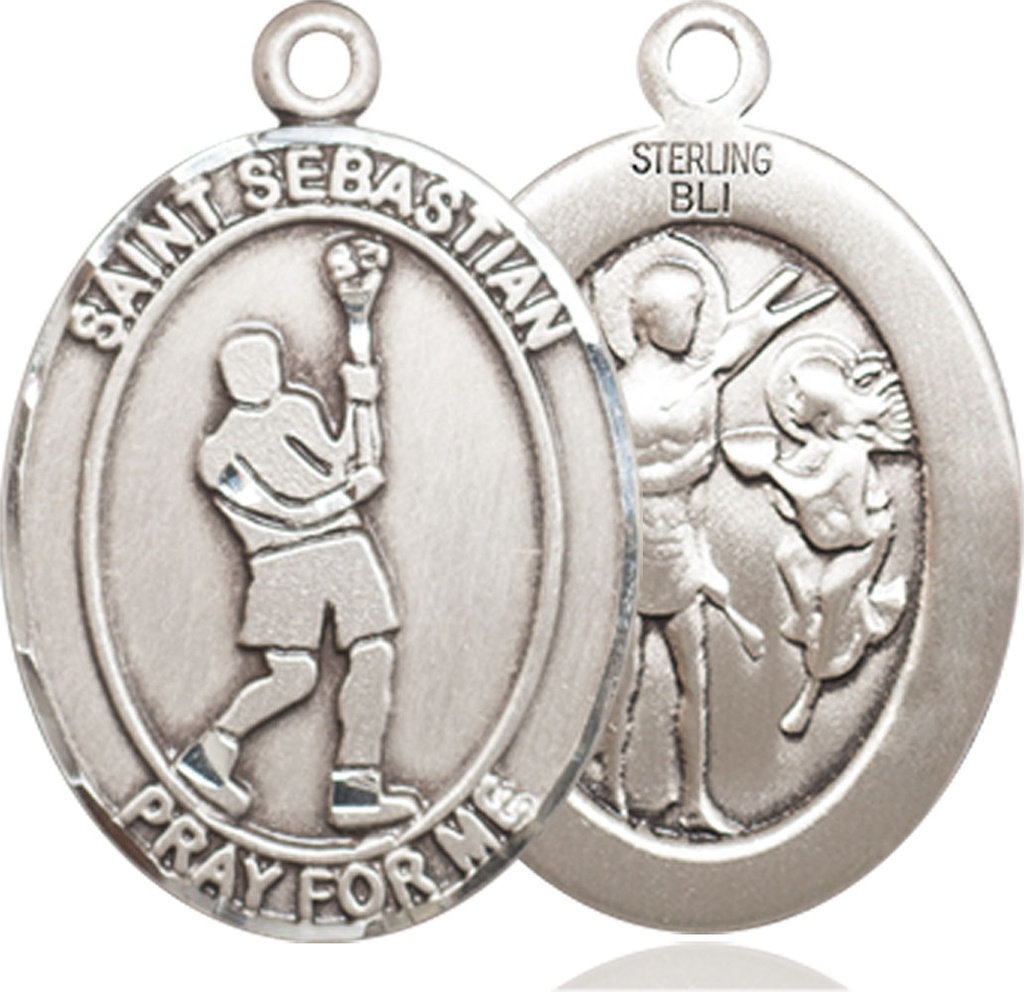 Sterling Silver Saint Sebastian Lacrosse Medal