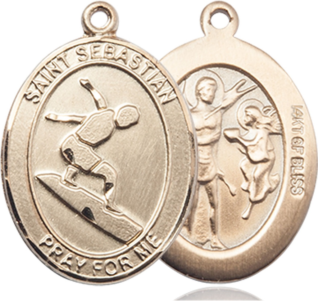 14kt Gold Filled Saint Sebastian Surfing Medal
