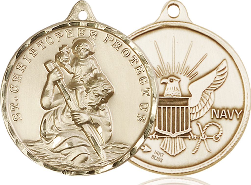 14kt Gold Saint Christopher Navy Medal