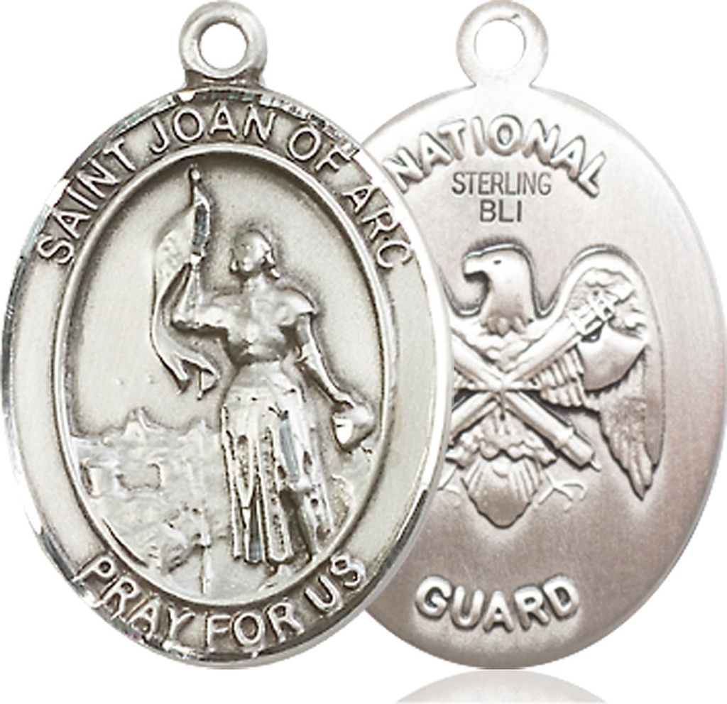 Sterling Silver Saint Joan of Arc National Guard Medal