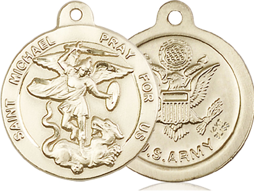 14kt Gold Saint Michael Army Medal