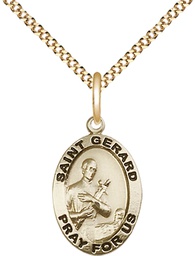 [3994GF/18G] 14kt Gold Filled Saint Gerard Majella Pendant on a 18 inch Gold Plate Light Curb chain