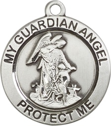 [4053SS] Sterling Silver Guardian Angel Medal