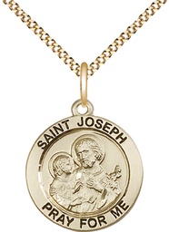 [4055GF/18G] 14kt Gold Filled Saint Joseph Pendant on a 18 inch Gold Plate Light Curb chain