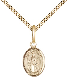 [9285GF/18G] 14kt Gold Filled Saint Walter of Pontnoise Pendant on a 18 inch Gold Plate Light Curb chain