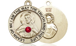 [4058GF-STN7] 14kt Gold Filled Scapular w/ Ruby Stone Medal with a 3mm Ruby Swarovski stone