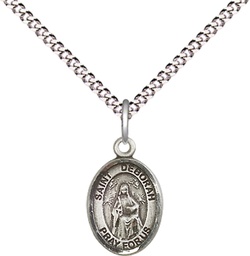 [9286SS/18S] Sterling Silver Saint Deborah Pendant on a 18 inch Light Rhodium Light Curb chain