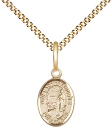 [9288GF/18G] 14kt Gold Filled Our Lady of Lourdes Pendant on a 18 inch Gold Plate Light Curb chain