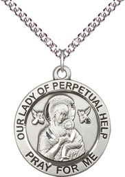 [4077SS/24SS] Sterling Silver Our Lady of Perpetual Help Pendant on a 24 inch Sterling Silver Heavy Curb chain