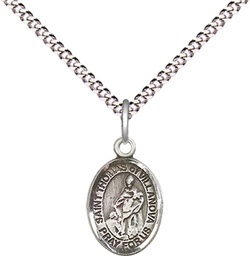 [9304SS/18S] Sterling Silver Saint Thomas of Villanova Pendant on a 18 inch Light Rhodium Light Curb chain