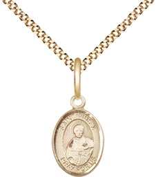 [9305GF/18G] 14kt Gold Filled Saint Pius X Pendant on a 18 inch Gold Plate Light Curb chain