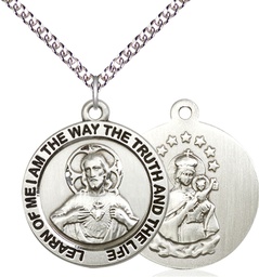 [4083SS/24SS] Sterling Silver Scapular Pendant on a 24 inch Sterling Silver Heavy Curb chain