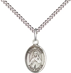 [9312SS/18S] Sterling Silver Saint Olivia Pendant on a 18 inch Light Rhodium Light Curb chain
