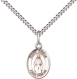 [9319SS/18S] Sterling Silver Saint Odilia Pendant on a 18 inch Light Rhodium Light Curb chain