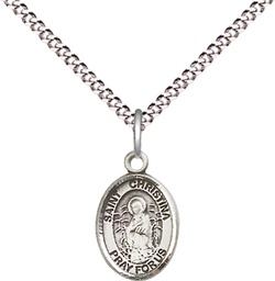 [9320SS/18S] Sterling Silver Saint Christina the Astonishing Pendant on a 18 inch Light Rhodium Light Curb chain