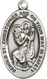 [4123CSSY] Sterling Silver Saint Christopher Medal - With Box
