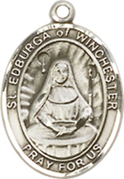 [9324SS] Sterling Silver Saint Edburga of Winchester Medal