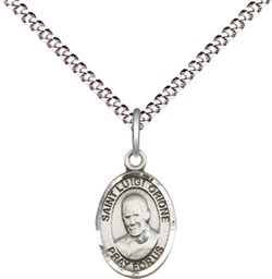 [9326SS/18S] Sterling Silver Saint Luigi Orione Pendant on a 18 inch Light Rhodium Light Curb chain
