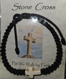 [ZZ100BK] Stone Cross on Black Cord