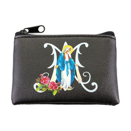 [HI-1647-B202] Our Lady Of Grace Black Rosary Pouch