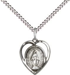 [4125SS/18S] Sterling Silver Miraculous Pendant on a 18 inch Light Rhodium Light Curb chain