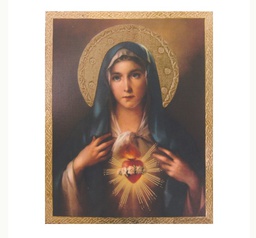 [L-148-1018] Immaculate Heart-Mary Florentine Plaque, 8x10