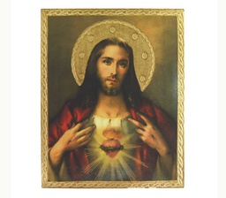 [L-148-1017] Sacred Heart-Jesus Florentine Plaque, 8x10