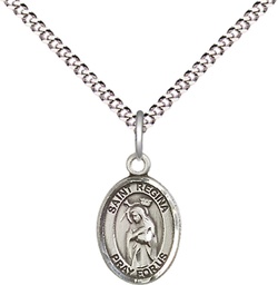 [9335SS/18S] Sterling Silver Saint Regina Pendant on a 18 inch Light Rhodium Light Curb chain