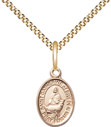 [9336GF/18G] 14kt Gold Filled Saint Catherine of Sweden Pendant on a 18 inch Gold Plate Light Curb chain