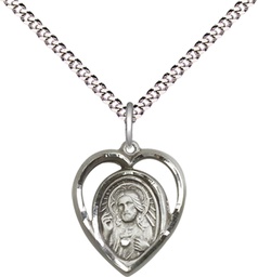 [4126SS/18S] Sterling Silver Scapular Pendant on a 18 inch Light Rhodium Light Curb chain