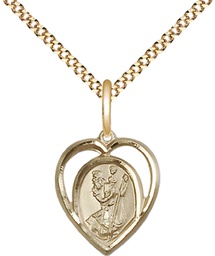 [4127GF/18G] 14kt Gold Filled Saint Christopher Pendant on a 18 inch Gold Plate Light Curb chain