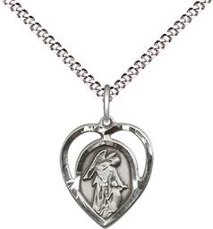 [4129SS/18S] Sterling Silver Guardian Angel Pendant on a 18 inch Light Rhodium Light Curb chain