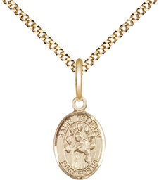 [9341GF/18G] 14kt Gold Filled Saint Felicity Pendant on a 18 inch Gold Plate Light Curb chain