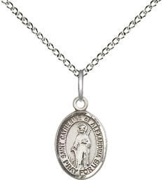 [9343SS/18SS] Sterling Silver Saint Catherine of Alexandria Pendant on a 18 inch Sterling Silver Light Curb chain
