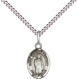 [9344SS/18S] Sterling Silver Saint Thomas A Becket Pendant on a 18 inch Light Rhodium Light Curb chain