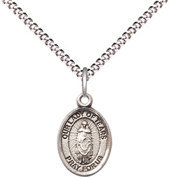 [9346SS/18S] Sterling Silver Our Lady of Tears Pendant on a 18 inch Light Rhodium Light Curb chain