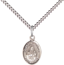 [9347SS/18S] Sterling Silver Our Lady of Grapes Pendant on a 18 inch Light Rhodium Light Curb chain