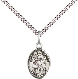 [9351SS/18S] Sterling Silver Saint Januarius Pendant on a 18 inch Light Rhodium Light Curb chain