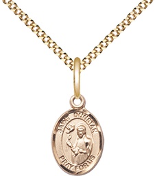 [9355GF/18G] 14kt Gold Filled Saint Dunstan Pendant on a 18 inch Gold Plate Light Curb chain