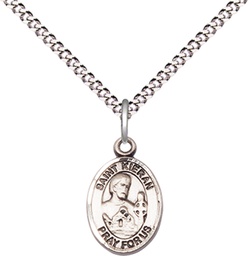[9367SS/18S] Sterling Silver Saint Kieran Pendant on a 18 inch Light Rhodium Light Curb chain