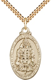 [4143GF/24G] 14kt Gold Filled Jewish Protection Pendant on a 24 inch Gold Plate Heavy Curb chain