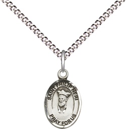 [9369SS/18S] Sterling Silver Saint Philip Neri Pendant on a 18 inch Light Rhodium Light Curb chain
