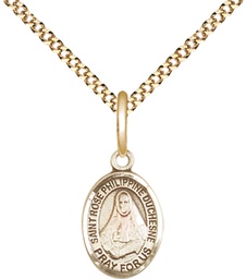 [9371GF/18G] 14kt Gold Filled Saint Rose Philippine Duchesne Pendant on a 18 inch Gold Plate Light Curb chain