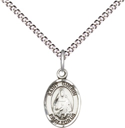 [9382SS/18S] Sterling Silver Saint Theodora Pendant on a 18 inch Light Rhodium Light Curb chain