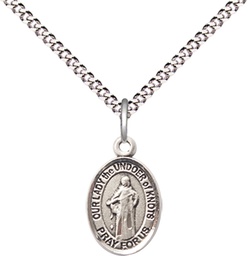 [9383SS/18S] Sterling Silver Our Lady of Knots Pendant on a 18 inch Light Rhodium Light Curb chain
