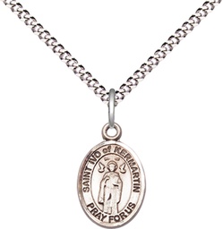 [9384SS/18S] Sterling Silver Saint Ivo Pendant on a 18 inch Light Rhodium Light Curb chain