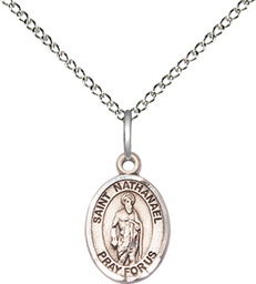 [9398SS/18SS] Sterling Silver Saint Nathanael Pendant on a 18 inch Sterling Silver Light Curb chain