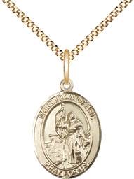 [8053GF/18G] 14kt Gold Filled Saint Joan of Arc Pendant on a 18 inch Gold Plate Light Curb chain