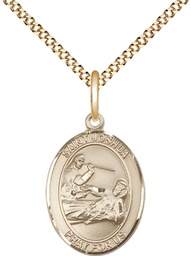 [8059GF/18G] 14kt Gold Filled Saint Joshua Pendant on a 18 inch Gold Plate Light Curb chain